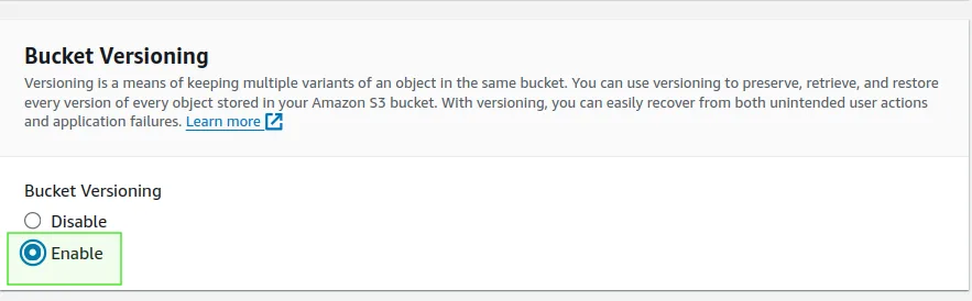 Amazon S3 offers a Bucket Versioning feature