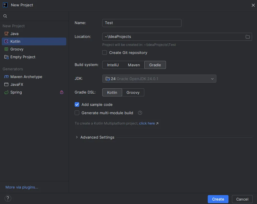 Create or Open a Kotlin File to convert kotlin to java